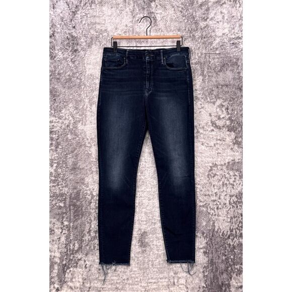 MOTHER HIGH WAIST THE LOOKER ANKLE FRAY Dark Blue Women's Jeans SIZE 30 - Picture 1 of 7